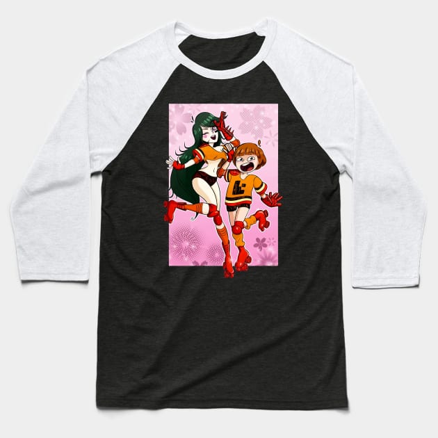 Retro Anime Skater Girls Baseball T-Shirt by boohenterprise